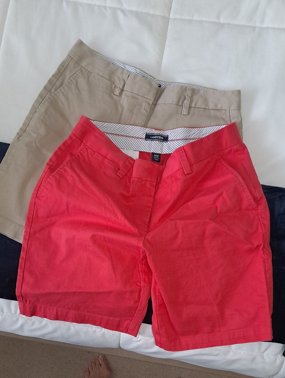Lands' End Women's Red and Tan Chino Shorts Duo